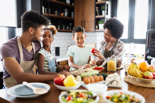 A family enjoying the benefits of a balanced diet