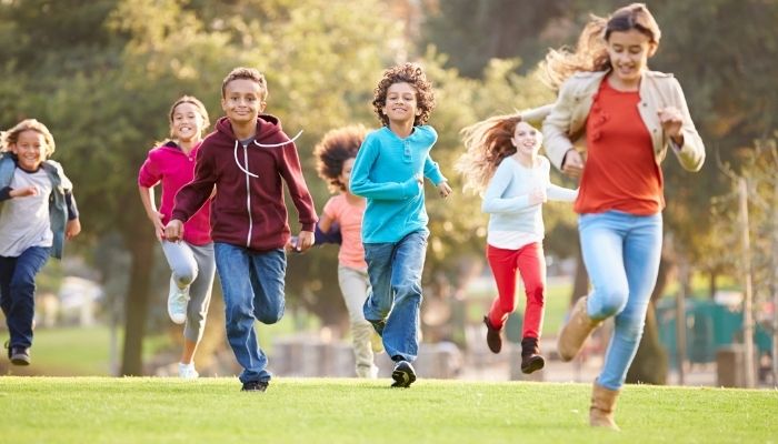 kids running in field