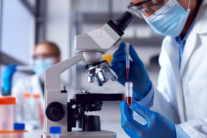 doctor analyzing blood sample