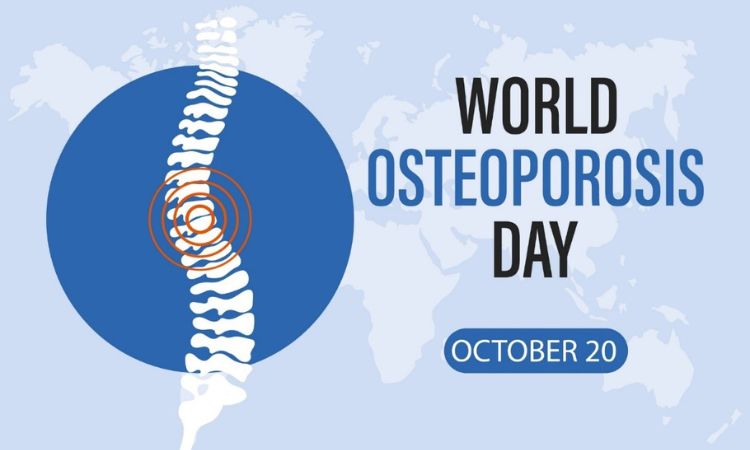 image of a spine with world osteoporosis day written next to it
