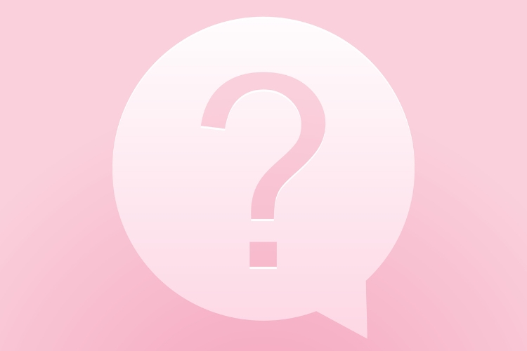 a pink question mark on a lighter pink background